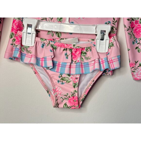 Nicole Miller Floral 2 Piece Swim Rashguard Ruffle Bikini Girl Size 2T New - Picture 8 of 13